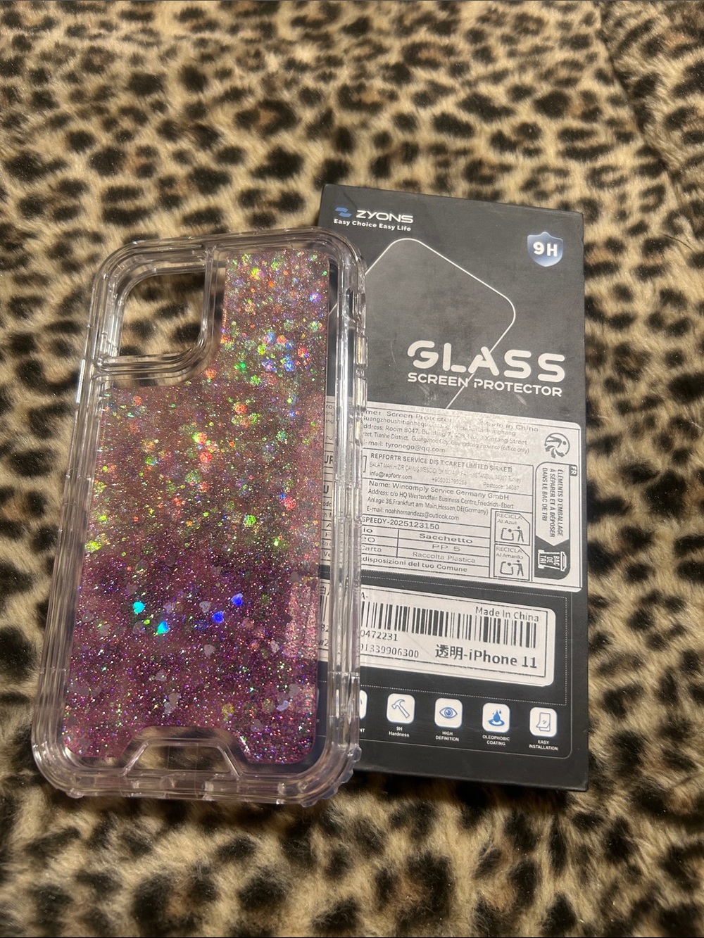 Pink Glitter Protective iPhone 11 Case & 2 Pack Screen Protector